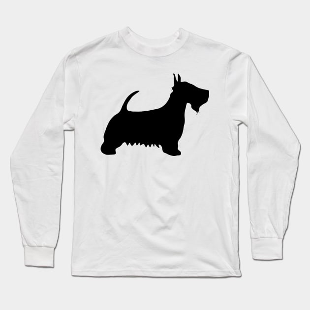 Scottish Terrier Dog Silhouette - Black Long Sleeve T-Shirt by MacPean